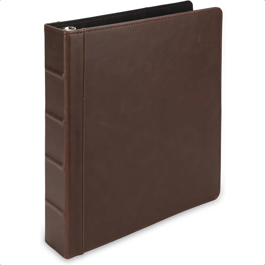 

Кожаная папка 1,5 дюйма с круглым кольцом вмещает 325 листов, размер буквы 8,5x11, органайзер для документов, портфель-планировщик без молнии