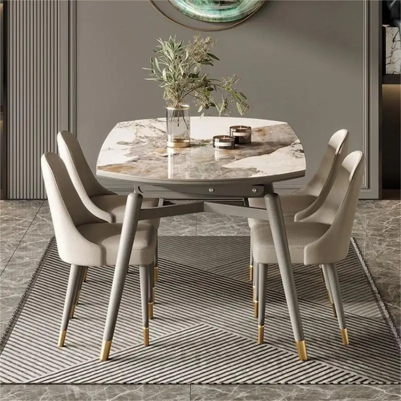 Italian light luxury Pandora rock slab dining table square retractable round folding modern simple small apartment dining table
