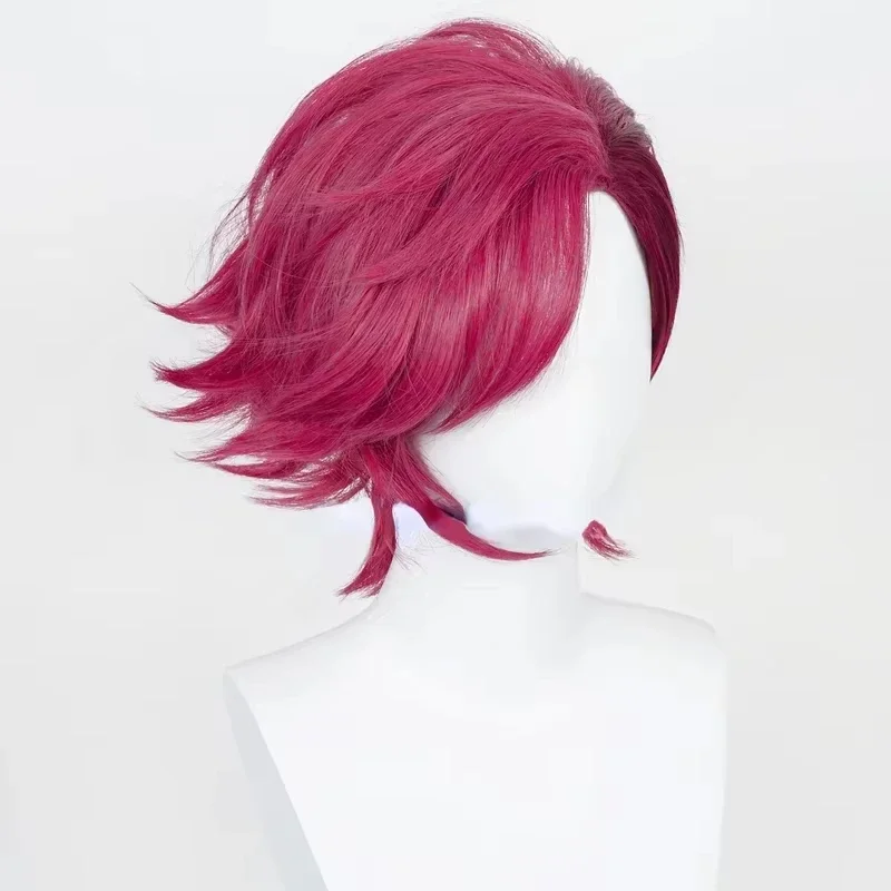 League of Legends Game LoL Arcane Vi Cosplay Short Rose Red Wig Heat Resistant Synthetic Hair For Women Men Halloween