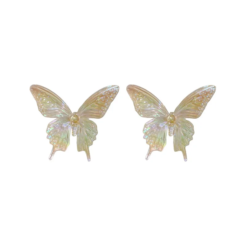 NISHIZAWA-Boucles d'oreilles papillon transparentes en acrylique pour femme, laser nette, tempérament