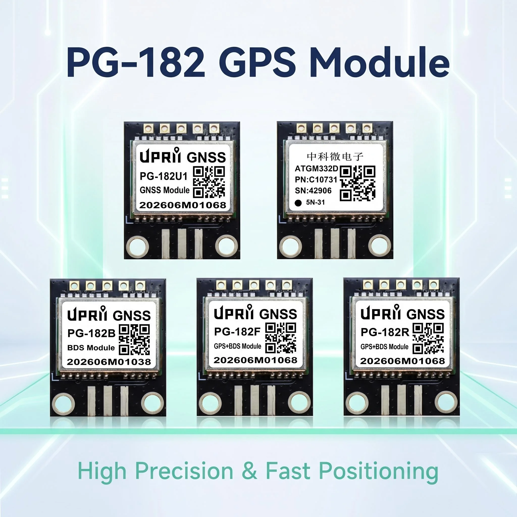 PG-182 Series GPS GNSS Module, Support STM32 & 51 Microcontroller, Mini Precision Positioning GPS Board for Electronic DIY