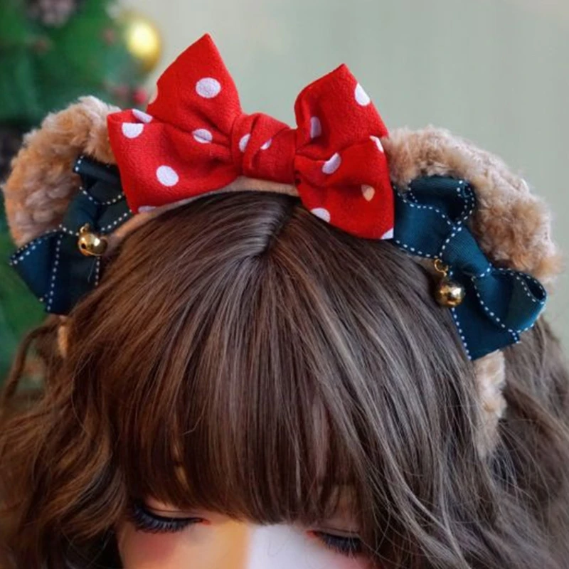 Q0KE Fascia per orecchie da orso per donne e ragazze, festa in maschera, accessori per capelli cosplay