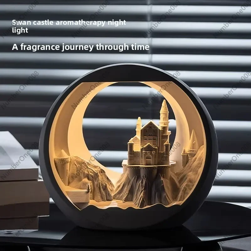Swan Castle Night Light Aromatherapy Gift Box Diffuser Stone Ornament Creative Birthday Gift