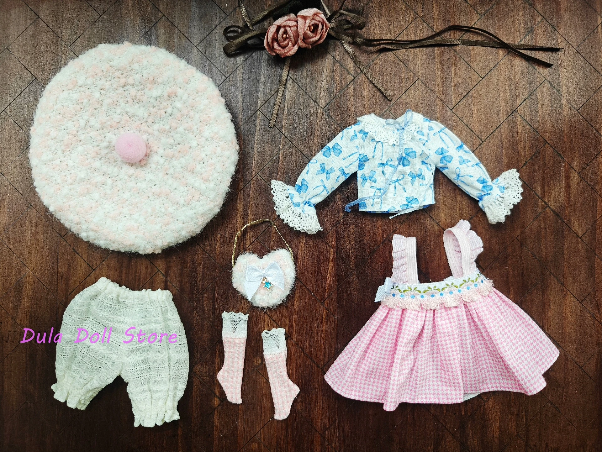 

Одежда для кукол Dula 2026: Розовое клетчатое платье на бретельках, синее милое платье для кукол Blythe, OB24, Azone, Licca, ICY, JerryB 1/6. Аксессуары для кукол.