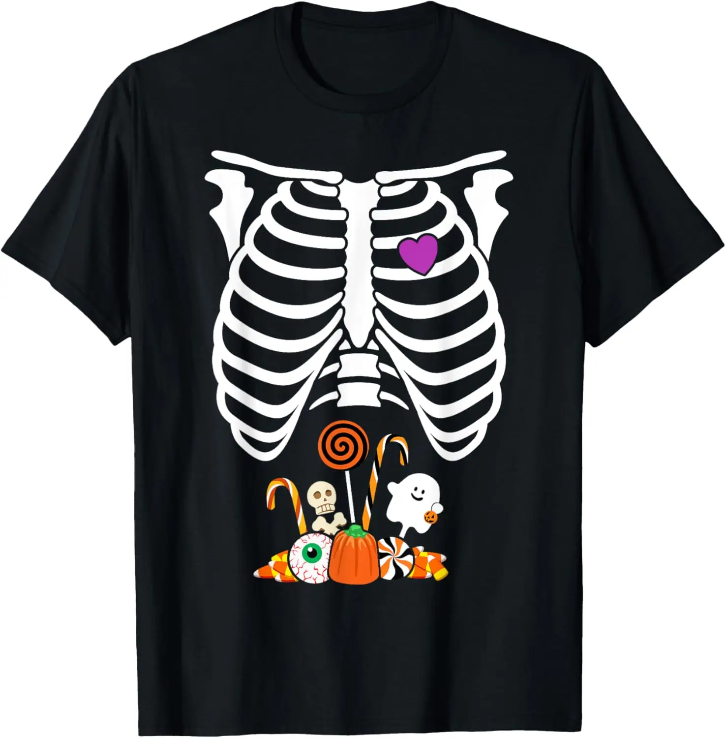 Halloween Candy Skeleton Rib Cage X-Ray Funny T-Shirt