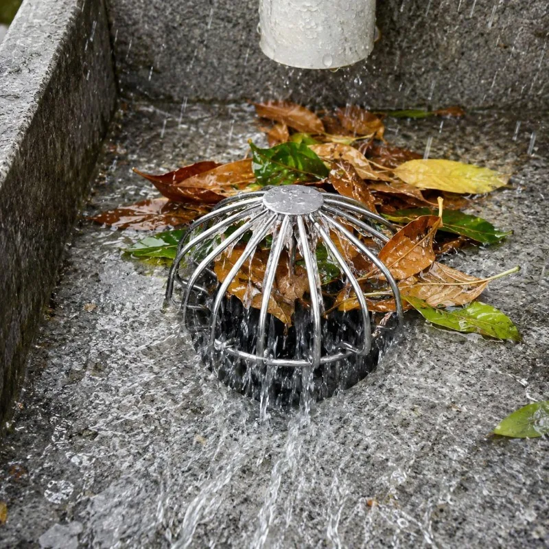 Stainless Steel Drain Grate Cover Anti Blocking Mesh Filter Jellyfish Design Rustproof Leaf Strainer for Balcony Courtyard Drain