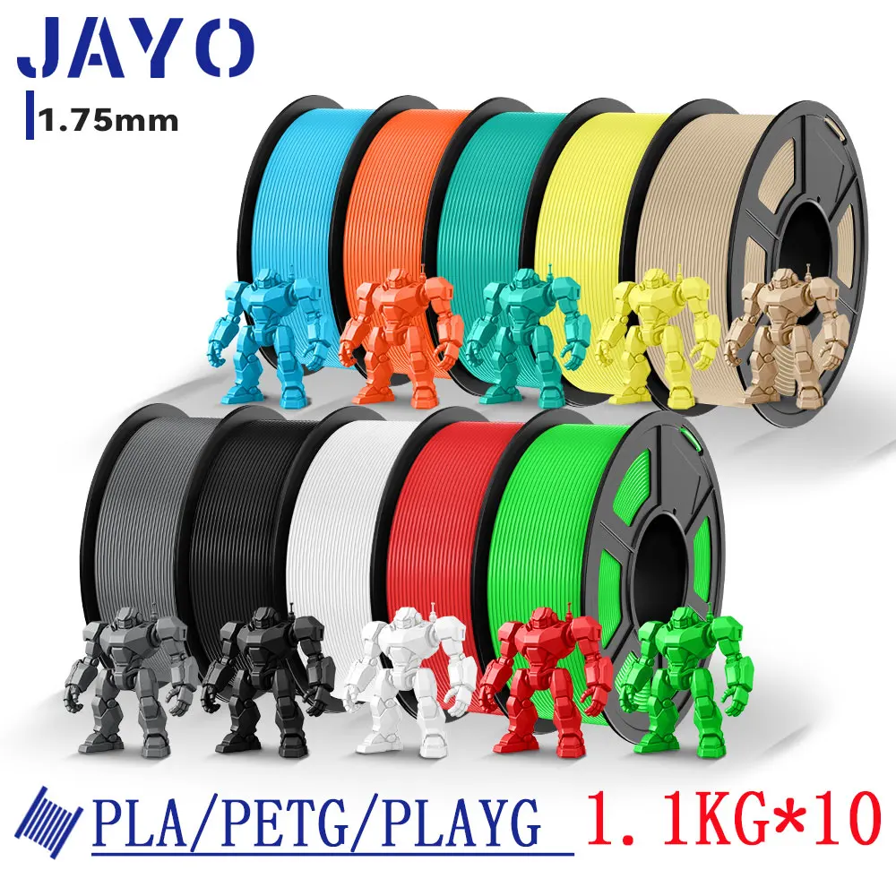 

JAYO 10 Rolls 3D PETG / PLA / PLA Matte Printer Filament 1.75mm +/-0.03mm Non-toxic 3D Printer PLA/PETG Filament for 3D Printer