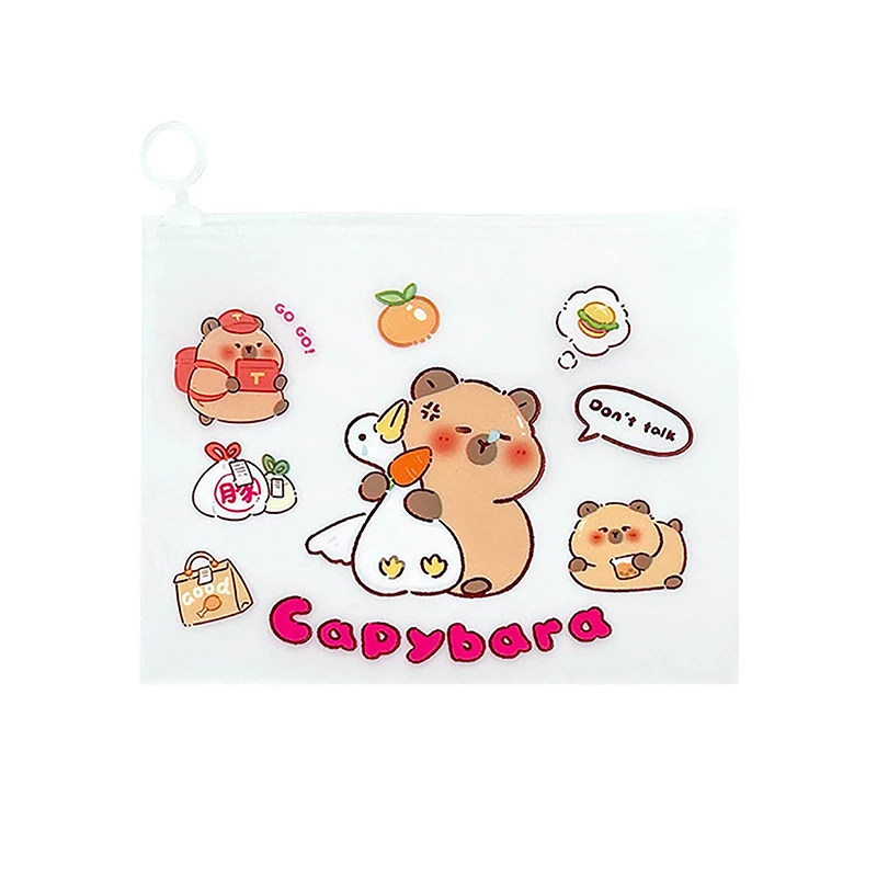 Cute Cartoon Capybara Transparent File Bag Students Information Bag Large-capacity Test Paper Storage Bag Stationery Bag