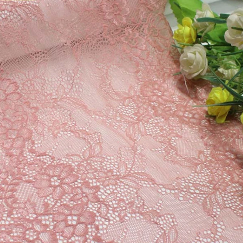 50Yards Pink Elastic Stretch Lace Trims Lingerie Skirt Hem For Clothing Accessories Dress Sewing Lace