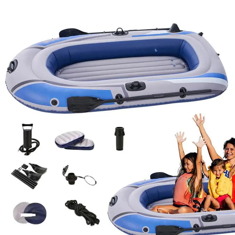 

Inflatable Fishing Boat Oar Locks Blow Up Boat Includes Paddle Seat Manual Air Pump Anti-Leakage Angler Kayak With 4 Air