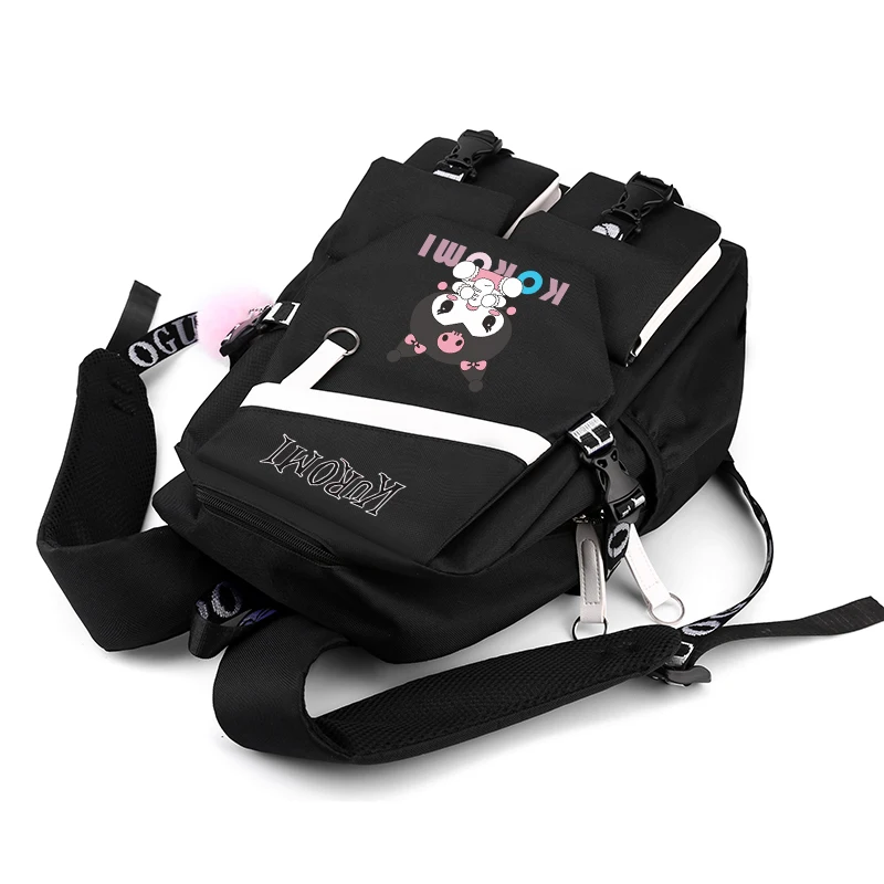 Anime Sanrio Kuromi plecak dziewczyna chłopiec plecak studencki nastolatek płótno szkolne kobiety plecak rekreacyjny Kid Cartoon tornister Mochilas