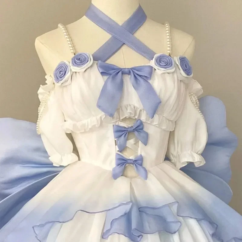 Vestido de fiesta de boda Y2k Lolita, vestido Vintage elegante estilo Lolita para mujer, bonito vestido Kawaii de encaje con volantes, vestidos de princesa Coaplay góticos