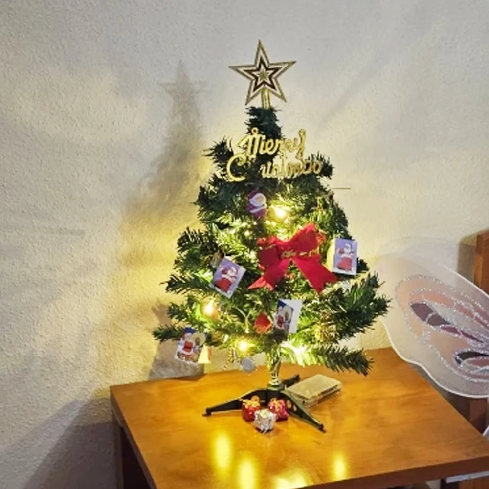 Juego de árbol de Navidad de 50cm, decoración navideña con luces, Mini Adornos de árbol de Navidad de escritorio, decoración de fiesta de año nuevo, regalo de Navidad