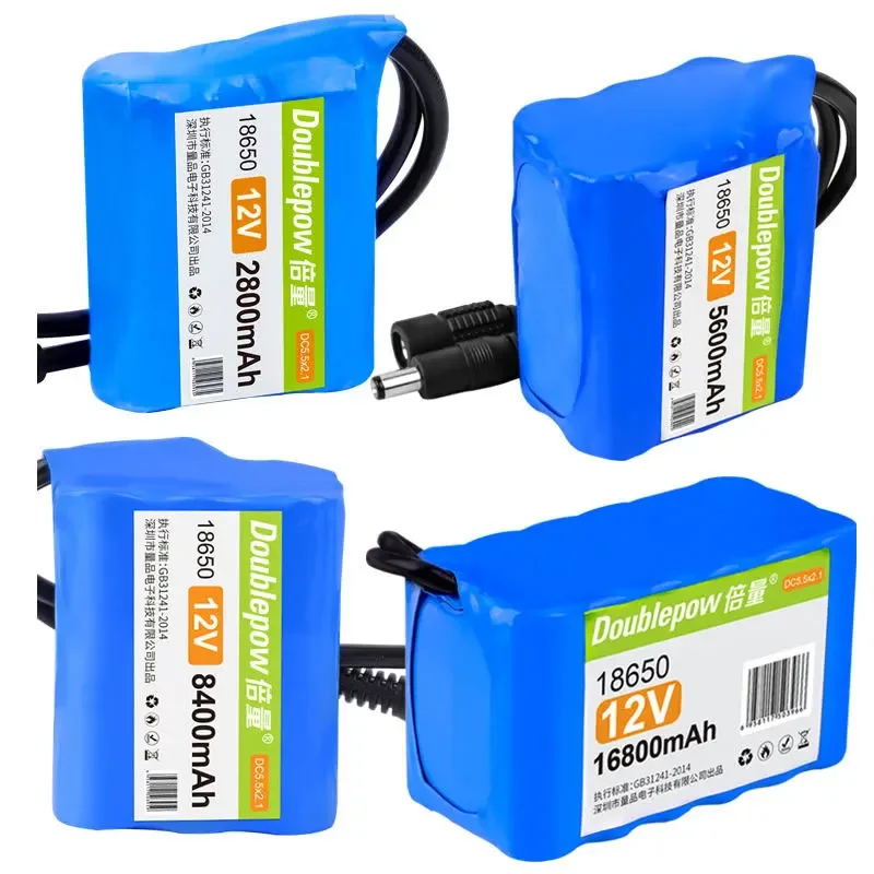 

Doublepow 18650 Lithium Battery 12V Pack Rechargeable Large Capacity for Sound Instrument Bateria 2800mAh,4000mAh,5600mAh,16800