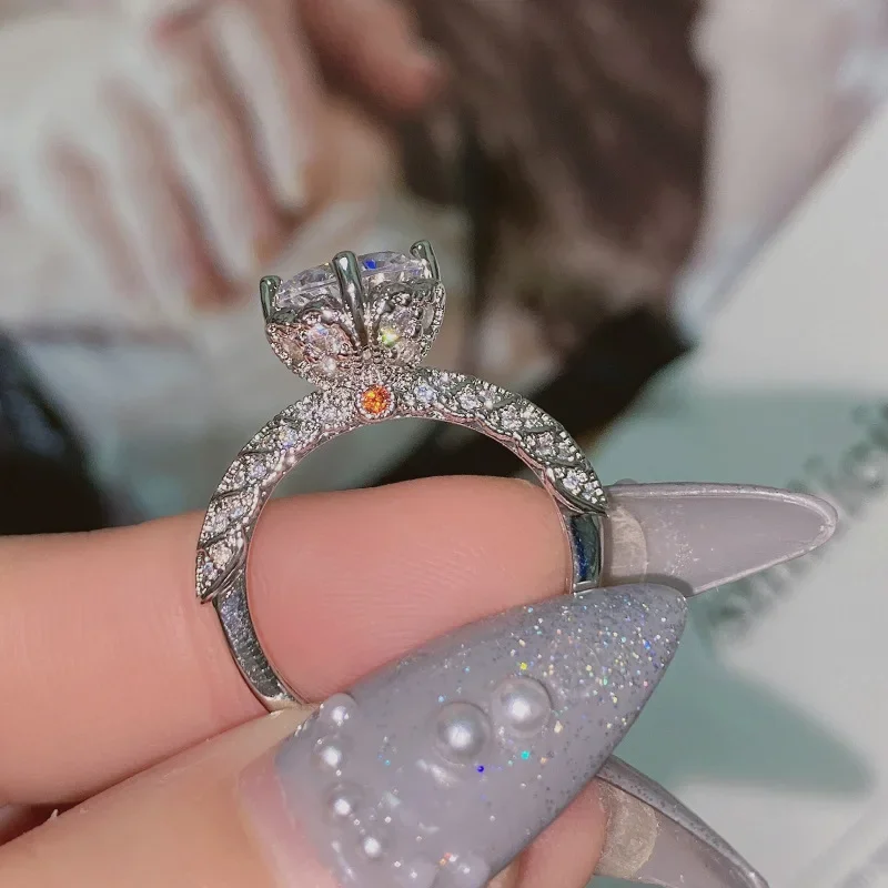 

Кольцо MDL Moissanit1 Style 18K с платиновым покрытием, имитация муассана, сверкающее нишевое кольцо с бриллиантом Богини Струк