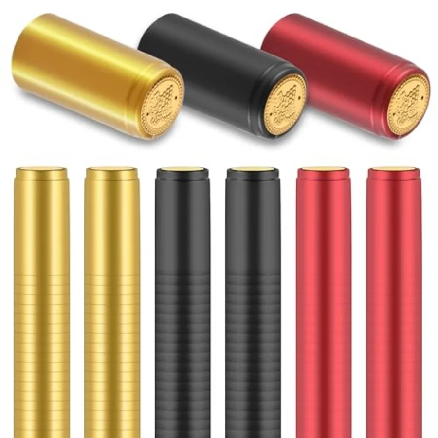 120 Pieces Wine Shrink Wrap Caps, 3 Color Wine Bottle Capsules Shrink Caps for Professional Wine Making Cellars and Home Use Bl