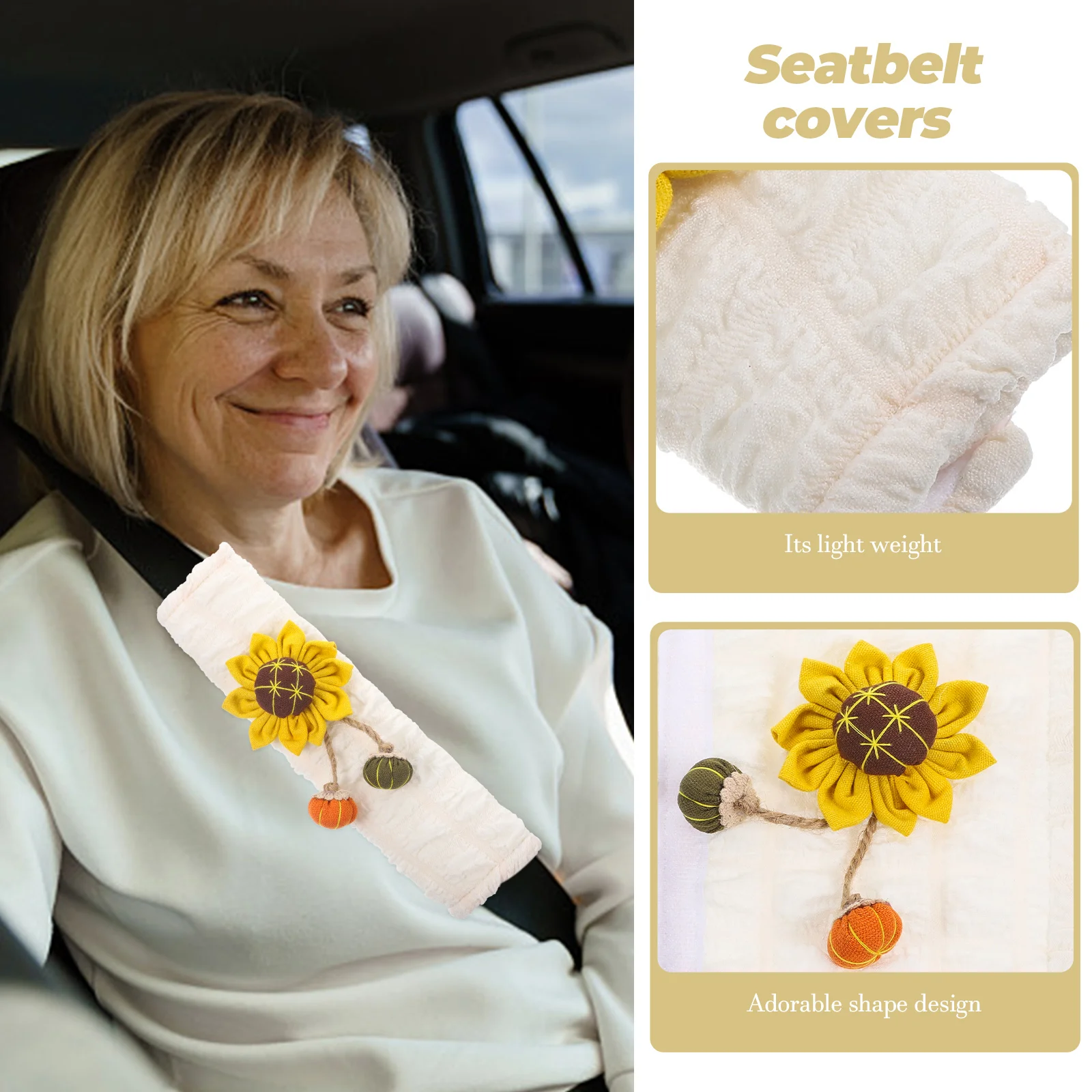 

Cover Polyester Car Seat Strap Pads Shoulder Pad Soft Puff Pastry Shape Protect Shoulder Reduce Driving Discomfort Auto