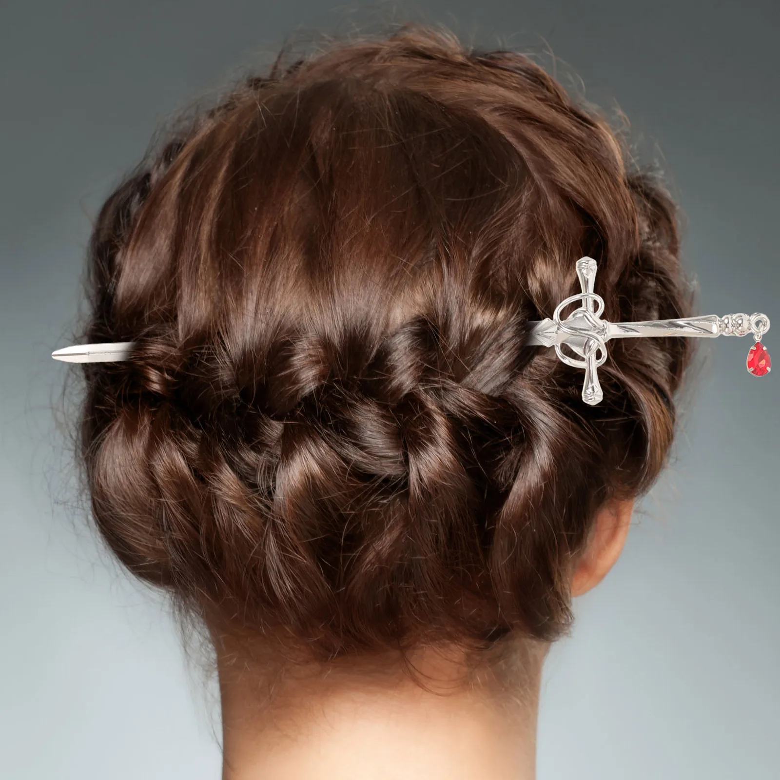 

4pcs Ancient Style Chopsticks Vintage Hair Sticks for Buns Women Zinc Alloy Classic Retro Hair Accessories Black Red Gemstone