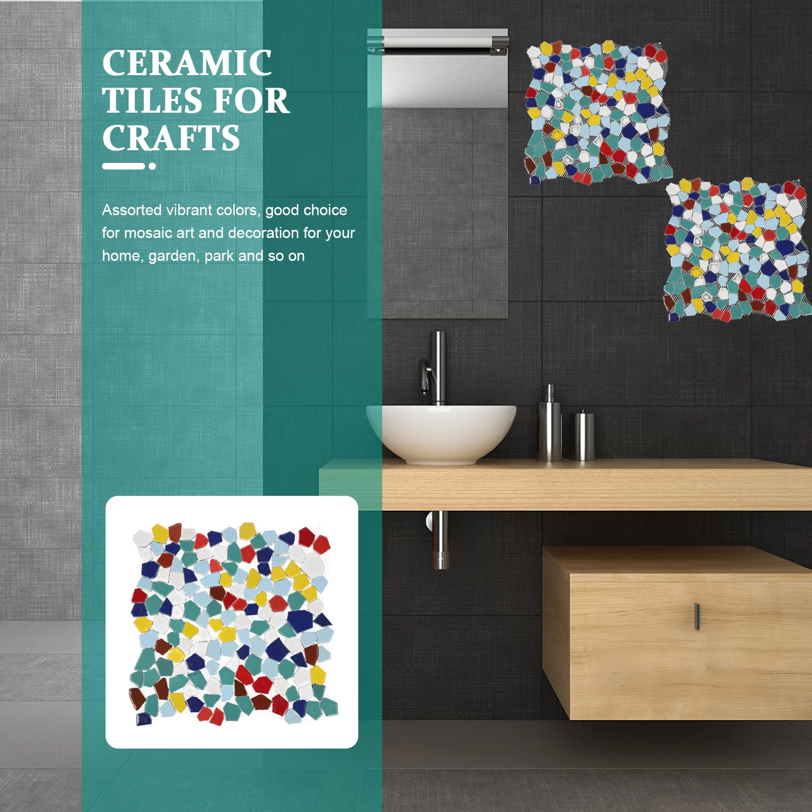 

Mosaic Tiles Crafts Decorations Material Kits Pool Ceramic DIY Art Craft Pieces Jewelry Supplies Color Shape Home Garden Park