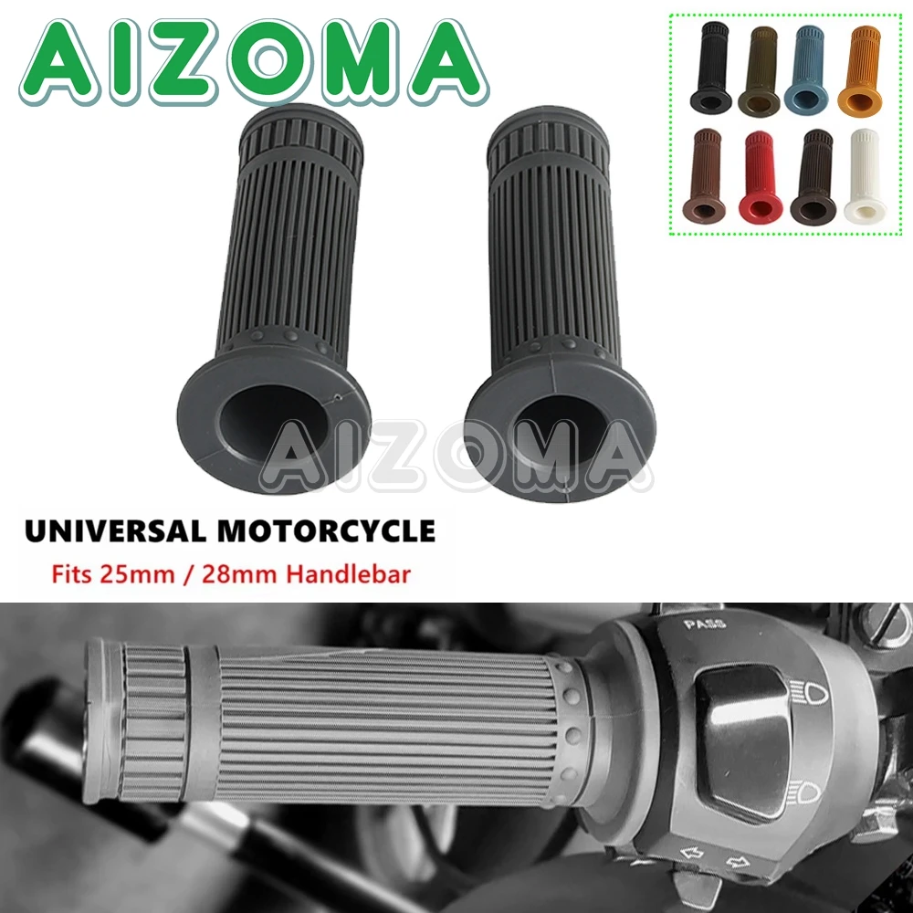 25 28 MM Universal Motorcycle Handlebar Grip Handle Bar Retro Rubber Hand Grip Protector Custom Cafe Racer Streaks Handle Cover