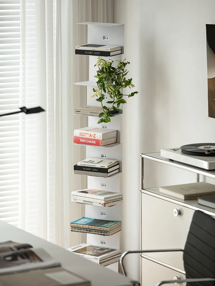 Bibliothèque Invisible pour salon, petit appartement, support de sol en fer forgé, support de rangement vertical multicouche