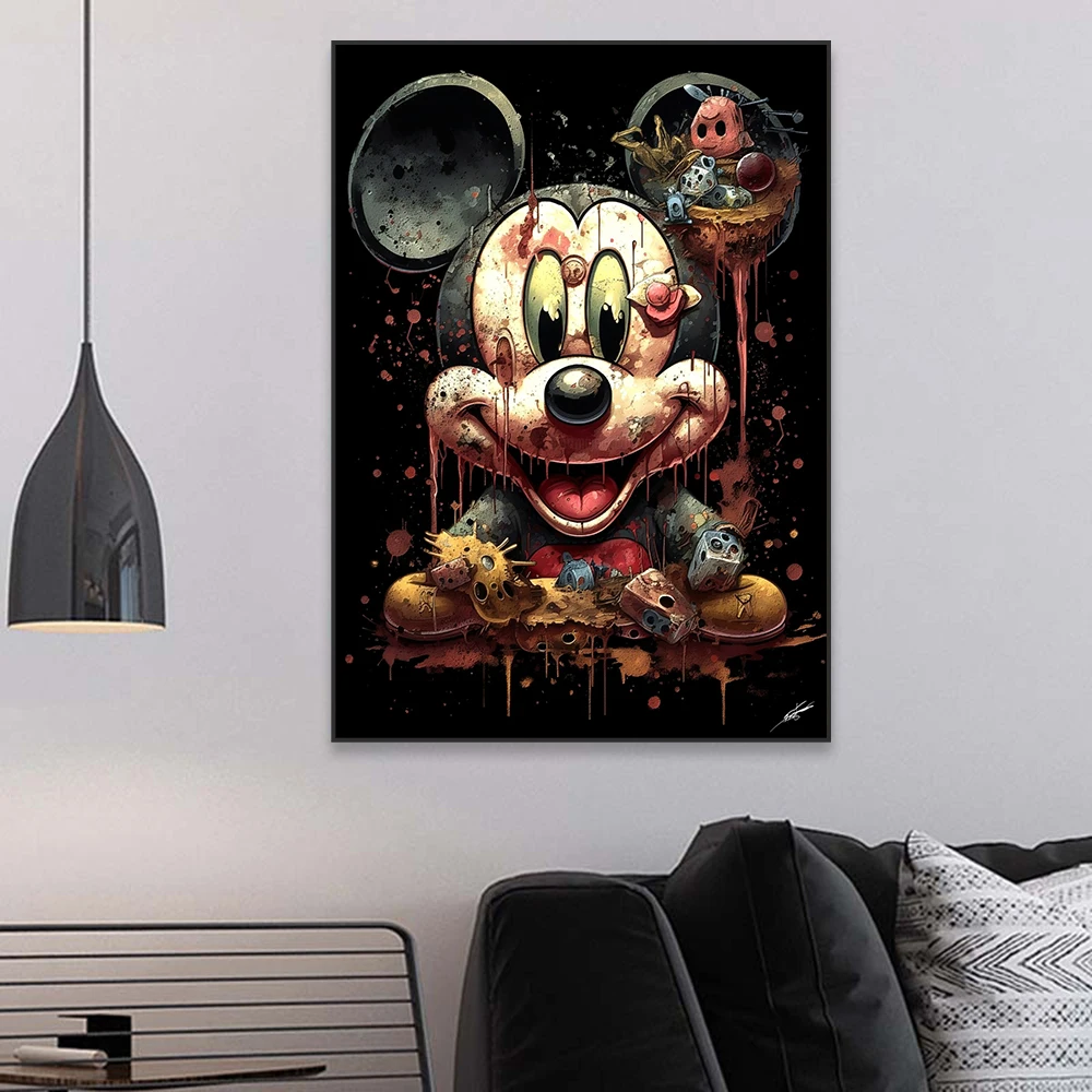 Mickey Mouse Funny Prints Disney Colorful Cartoon Poster Motivational Success Canvas Painting Disney Home Room Wall Decor