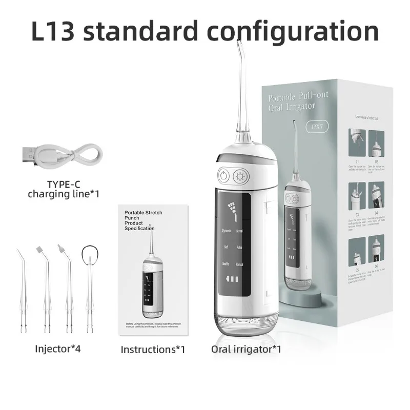 

Household Portable Water Flosser Handheld Electric Dental Irrigator Teeth Deep Cleaning Care Tool