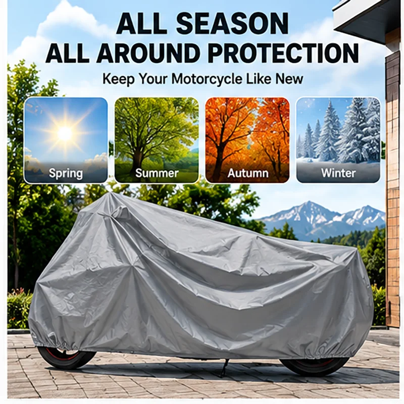 Motorcycle Cover Waterproof UV Resistant Dustproof Sun Protection for Indoor Outdoor Bike Scooter Motorbike All Weather Storage