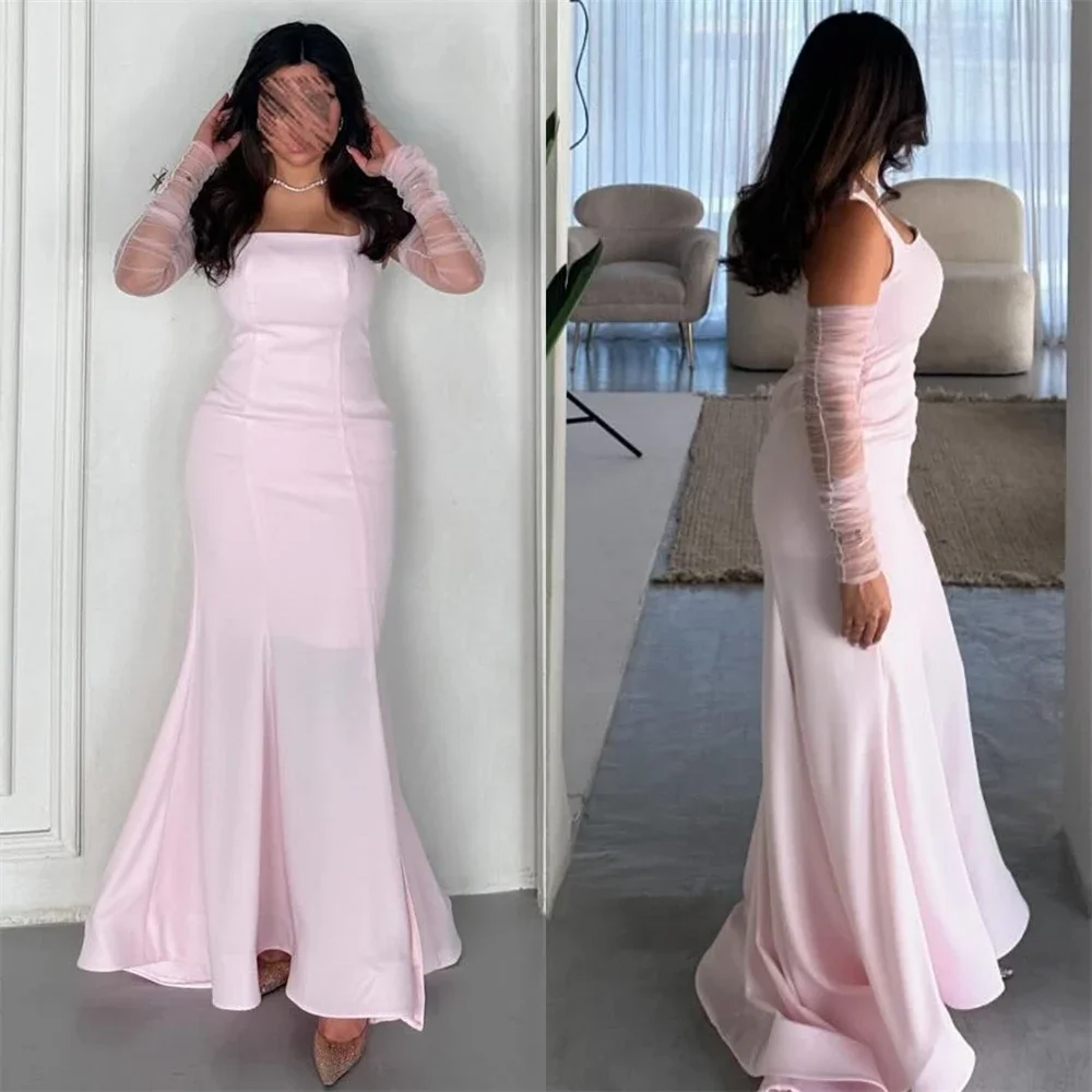 

Customized Prom Dress Evening Saudi Arabia Strapless Mermaid Ankle Length Skirts Vertically Lace Bespoke Occasion Dresses Dearin