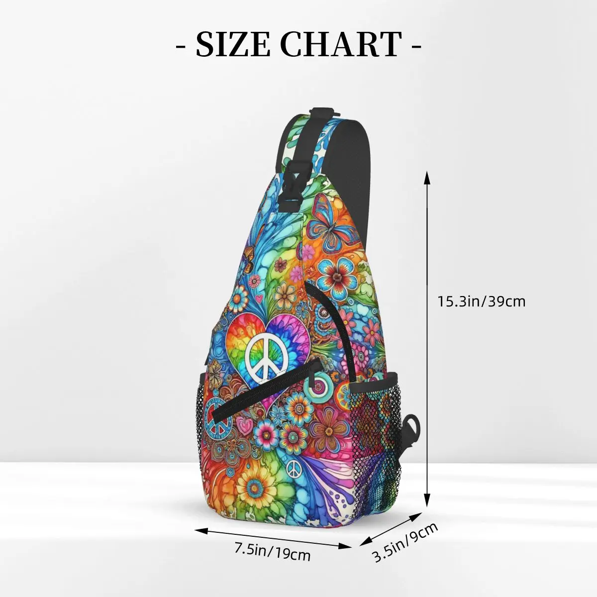 Pattern Peace Sign Cartoon Chest Bag Men Sling Crossbody Backpack Chest Bag Traveling Hiking Daypack Shoulder Bag