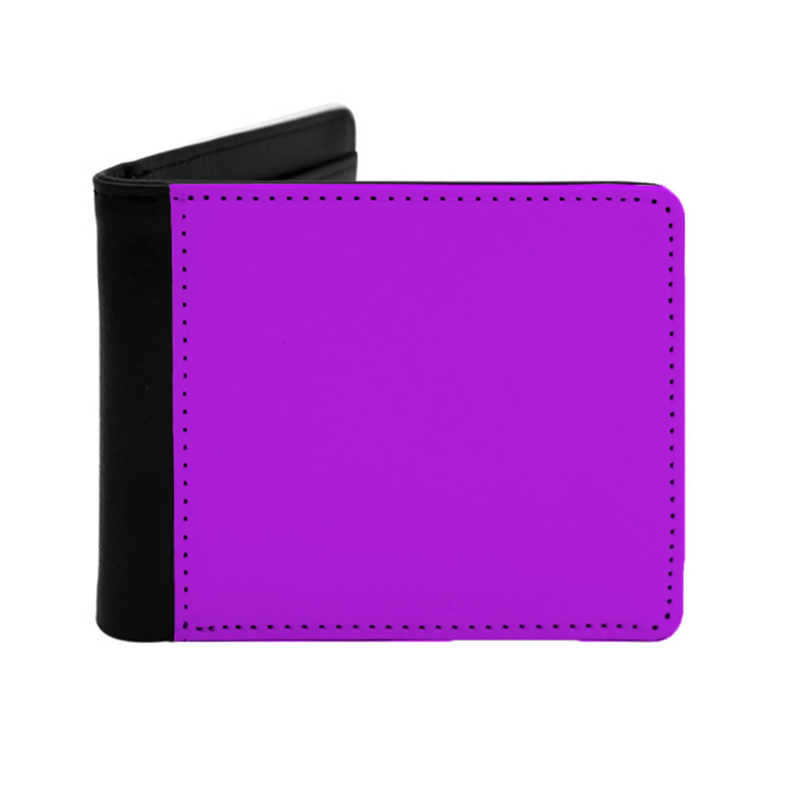 

Neon Purple Personalized Men's Leather Wallet Credit Card Pouch Purse Purple Neon Fluro Colour Colours Color Colors Plain Plain