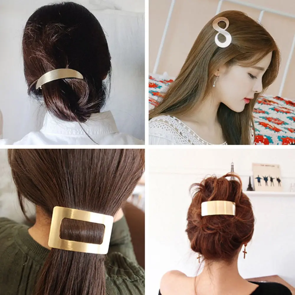 New Barrettes Geometric Square  Geometry Hair Clip Girls Hairgrips  Horsetail Clip Metal Hairgrips