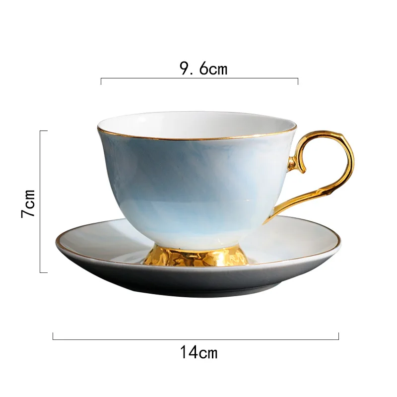 Nordic Minimalist Marble Patterned Ceramic Coffee Cup and Plate English Afternoon Teacups Home Kitchen Drinkware Mugs Tea Cup