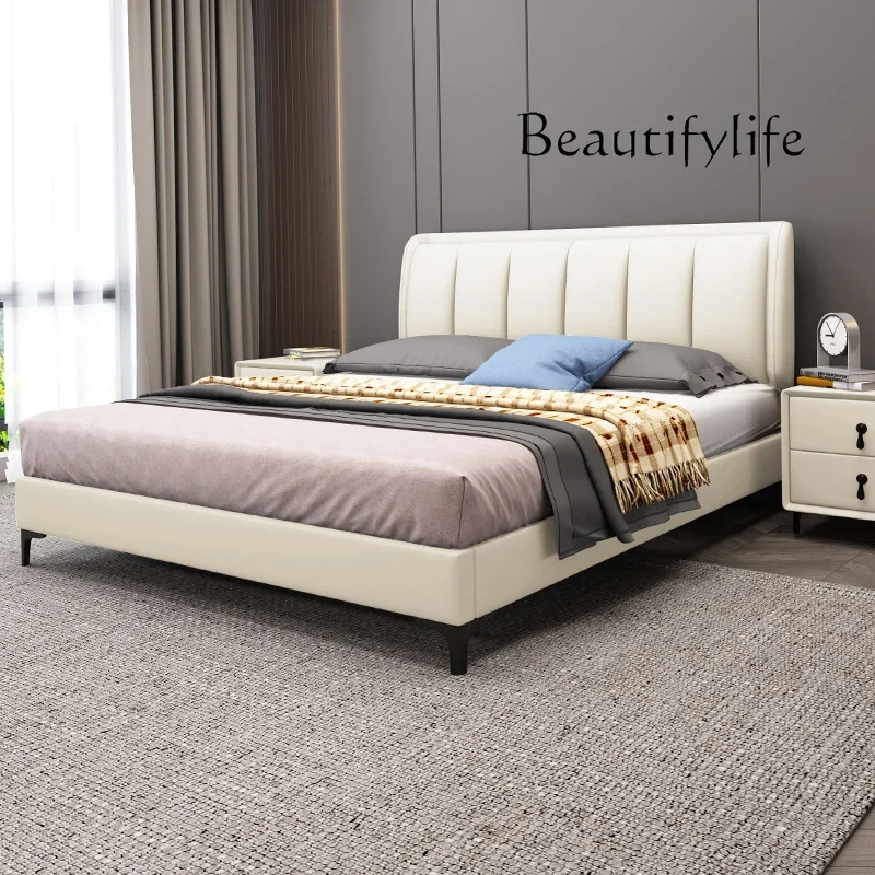 X36 Lederbett 2x2,2 Meter Queensize-Bett 2000 × 2200 mit zwei Metern Breite, zwei Doppelbetten, modern und schlicht