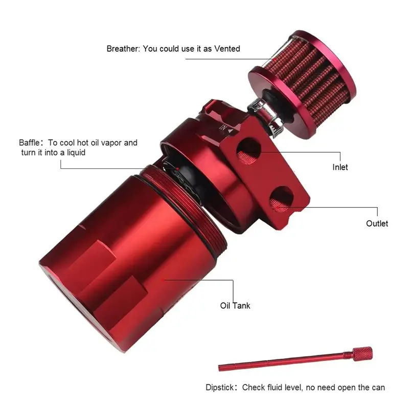 Aluminum Polish Car Oil Catch Can Tank Kit Baffled With Breather 300Ml Engine Air Oil Separator Reservoir Kit - view 5