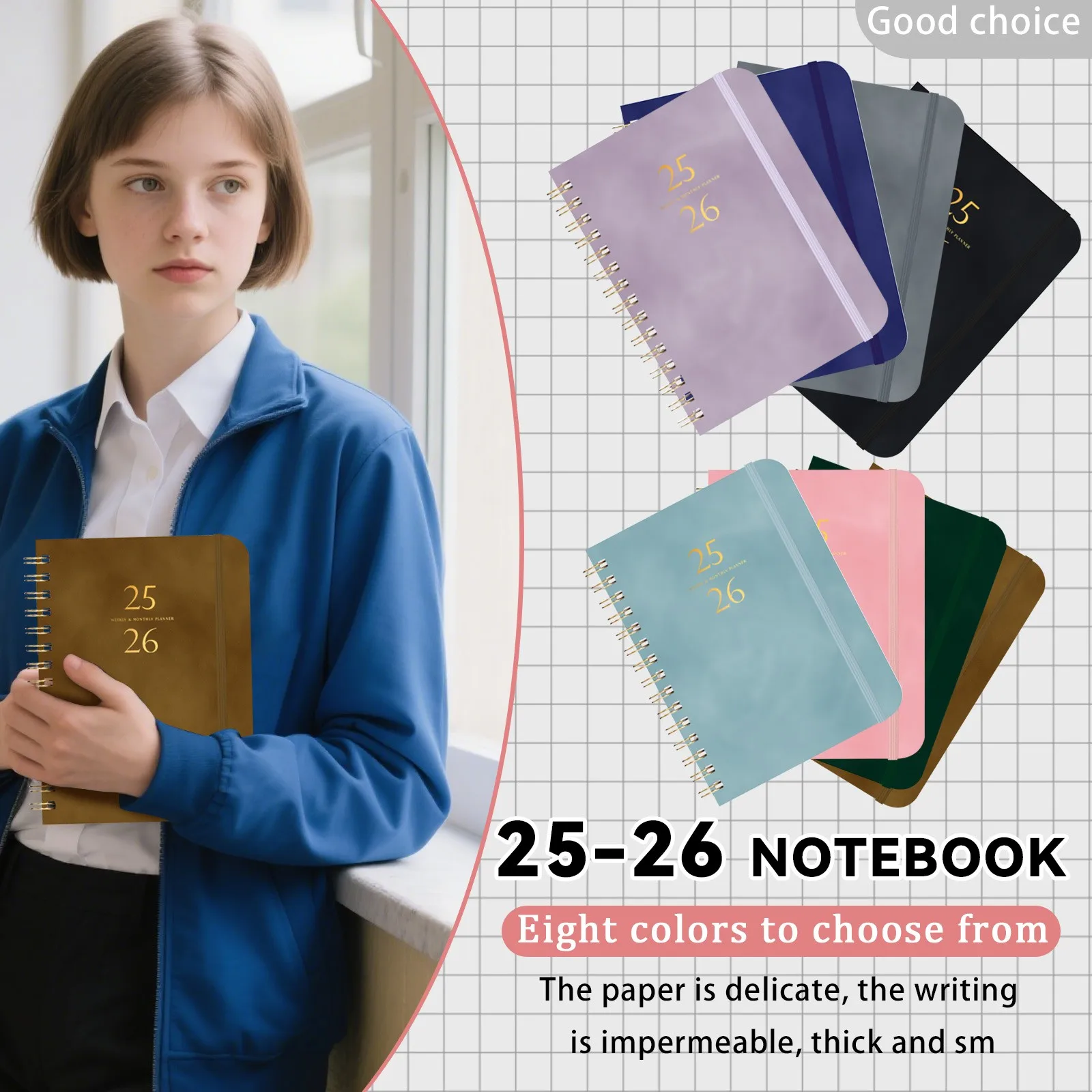 Piano annuale Libro Agenda giornaliera Copertina rigida Calendario Planner Schede Pagine annotate per studenti Insegnanti accademico luglio 2025-giugno 2026