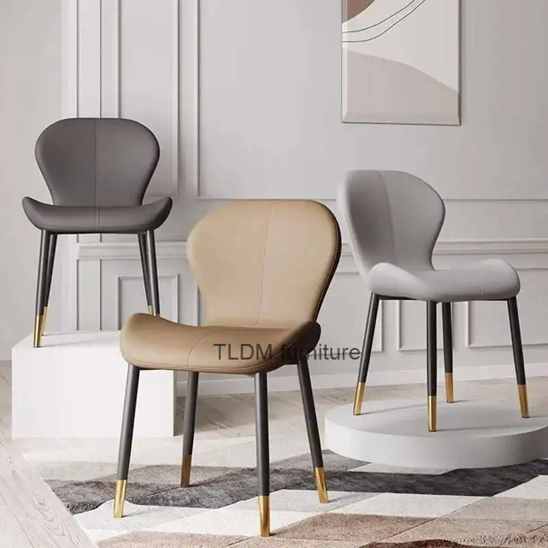 

Cushion Metal Dining Chairs Modern Comfortable Gray Designer Chair Leg Protector Aesthetic Meuble Salon Italian Style Furniture