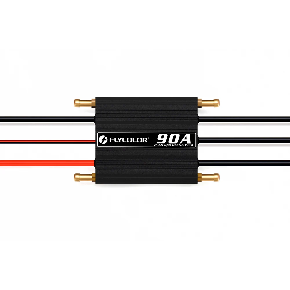 Flycolor ESC 90A Waterproof Brushless Speed Controller 2-6S Lipo with BEC 5.5V/5A Water Cooling System for RC Boat