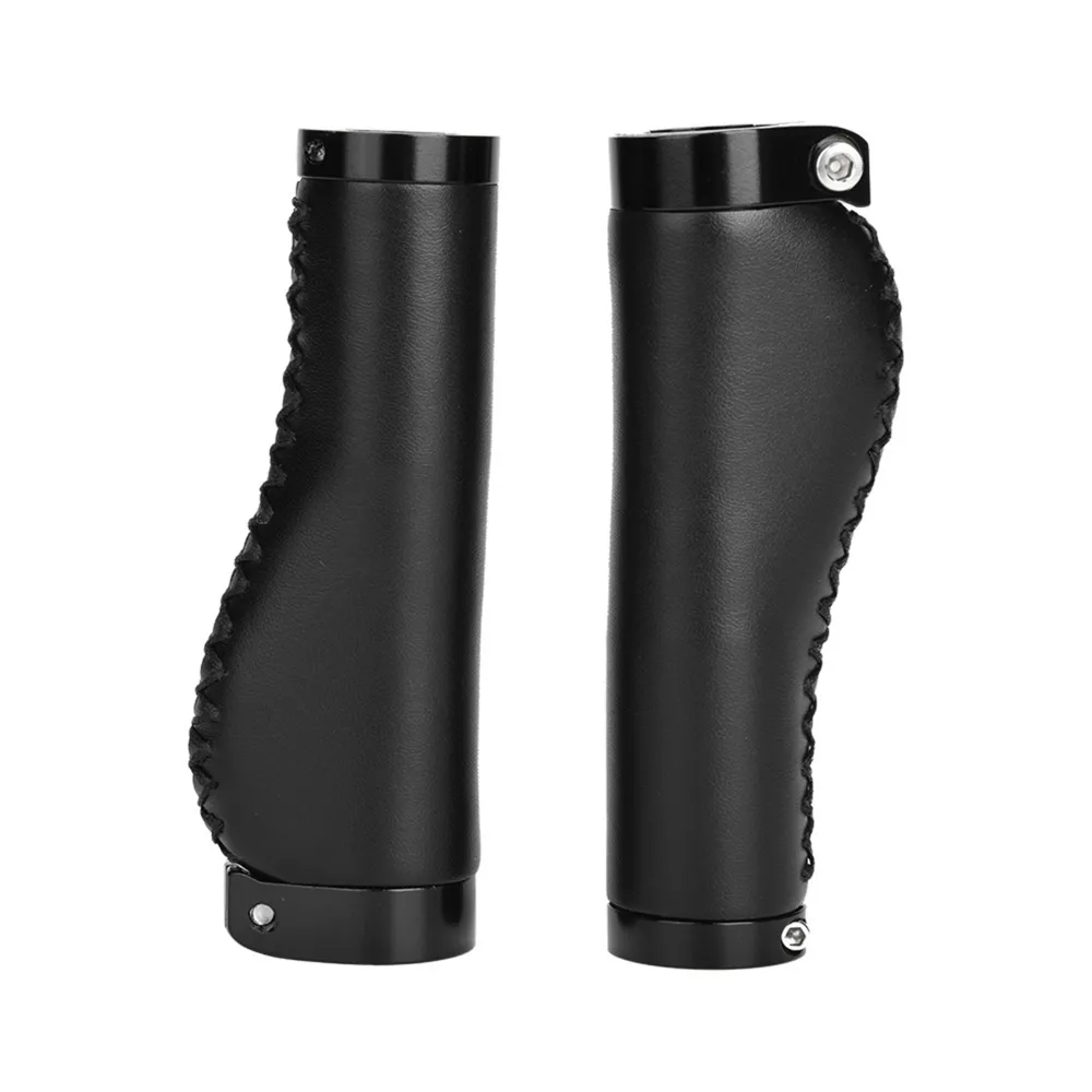 

1 Pair Non-Slip Bike Handlebar Grips Retro Lock On Mountain Bike Grips PU Leather + Plastic + Aluminum Alloy 22.2mm Diameter
