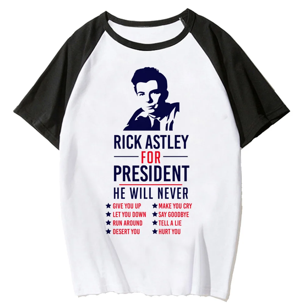 Rick Astley For President Tee women anime Y2K funny t-shirts female funny streetwear 2000s clothes