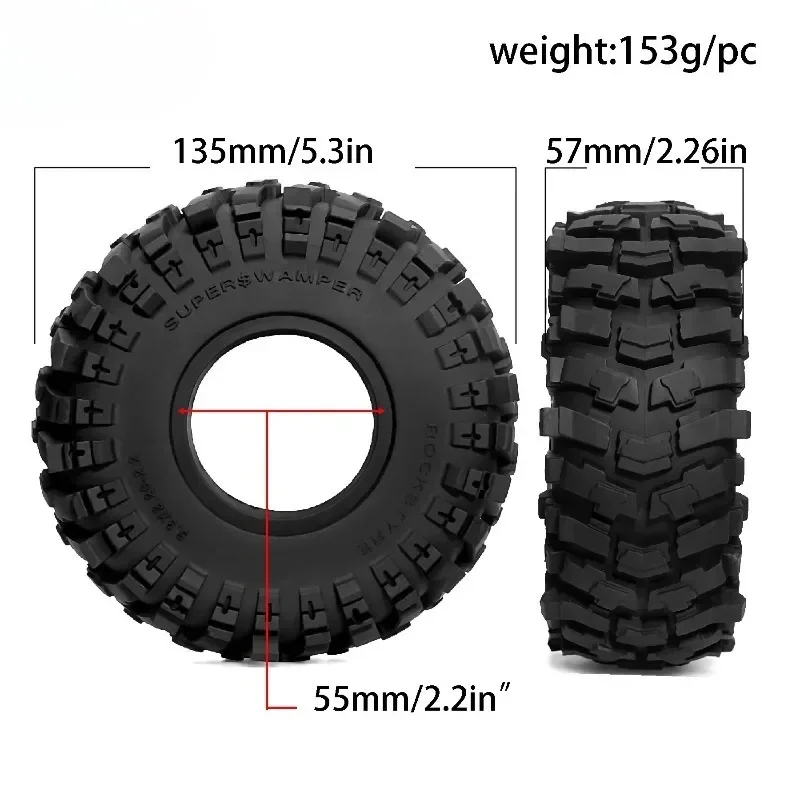 

2.2" Crawler Tires Rubber Tyre Gift Foam for 1/8 1/10 RC Car Axial SCX10 90046 AXI03007 D90 Trxs TRX4 Redcat Gen8 Upgrade Parts