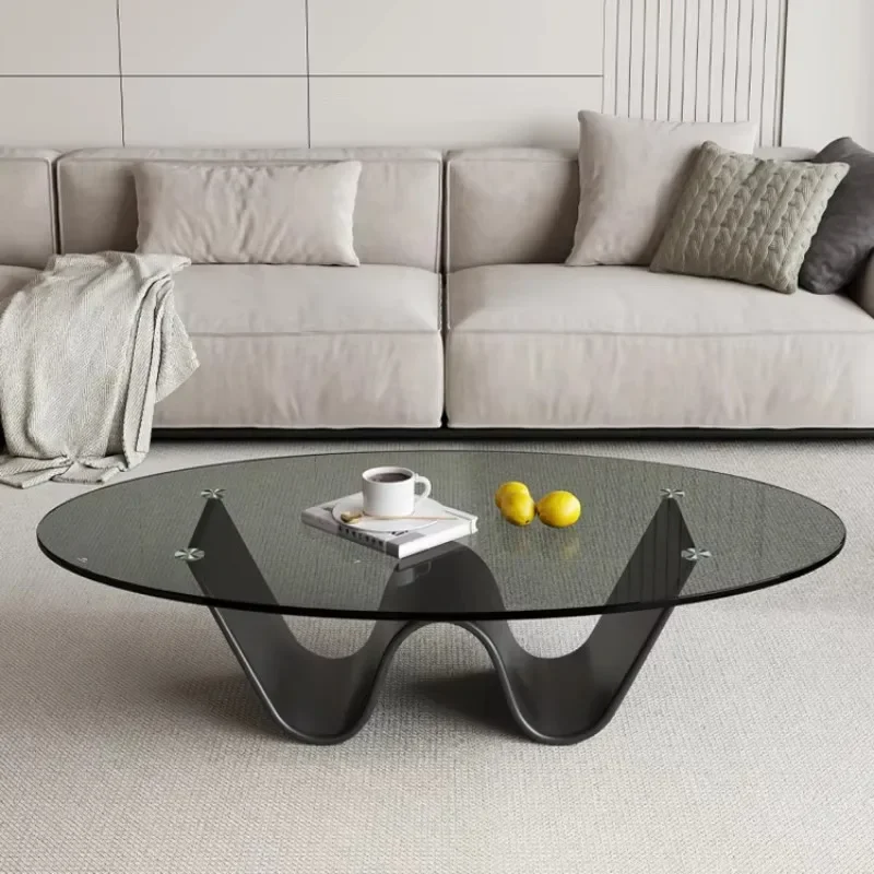 

Simple Round Coffee Tables Luxury Black Glass Living Room Coffee Tables Nordic Designer Adjustable Couchtisch Trendy Furniture