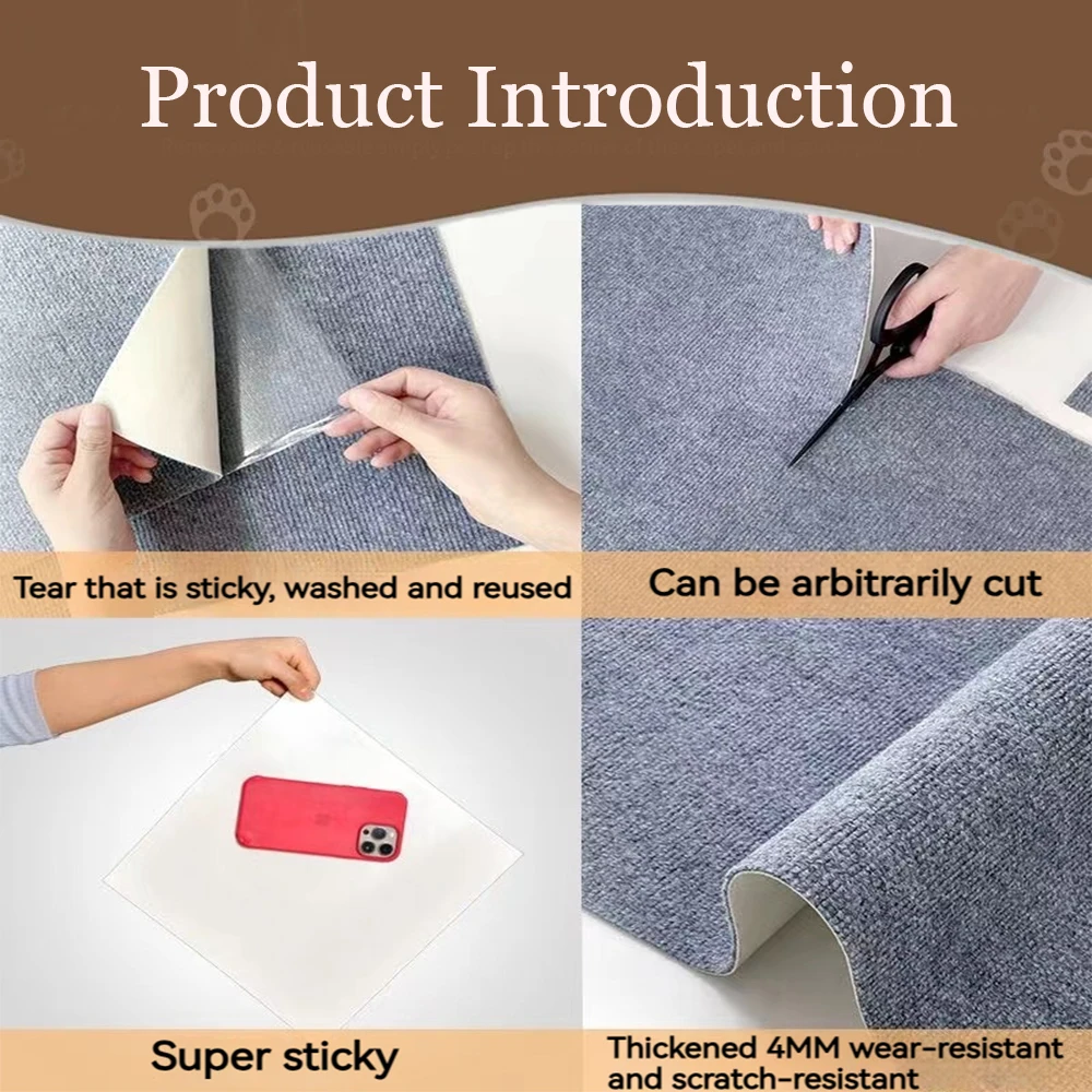 Cat Climbing Wall Mat Cat Scratching Carpet Self-Adhesive Trimmable Cats Scratch Board Anti Cat Scratch Furniture Protection