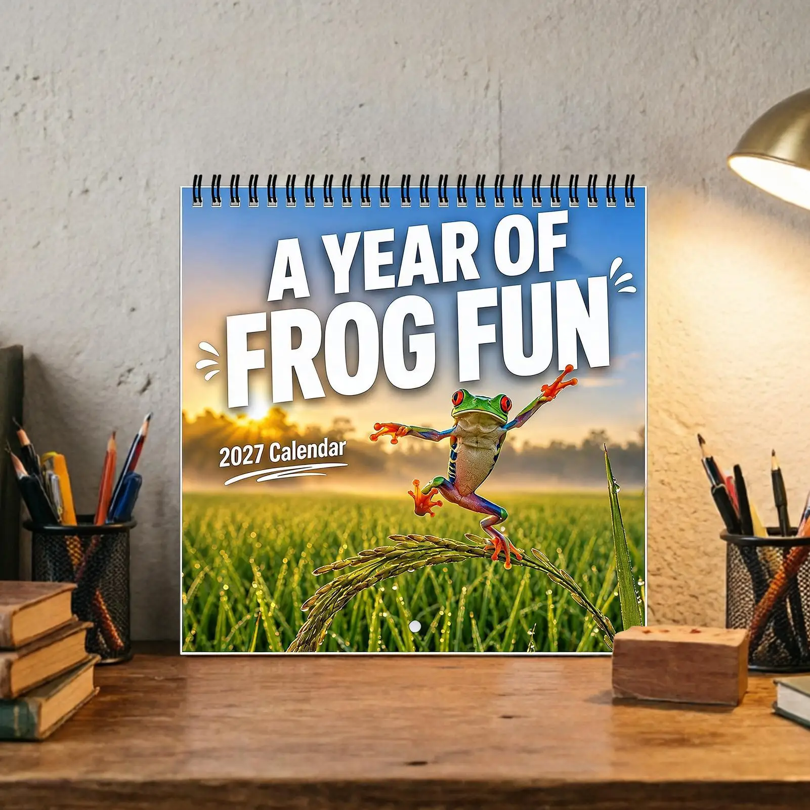 Funny Wall Calendar 2027 Spiral Binding Frog Picture Planner With Writing Area Animal Calendar 2027 For Daily Note Appointment