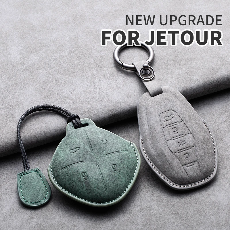 

For Chery Jetour DASHING X-1 Plus DTC X70 PLUS Coupe X90 PLUS X70S X95 Leather Car Key Case Cover Shell Keychain Car Accessories