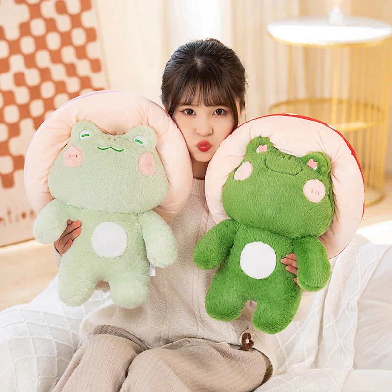 35/42CM Frog Plushie Toys Kawaii Red Mushroom Single Frog Stuffed Soft Animal Baby Appease Dolls Funny Birthday Gift For Kids