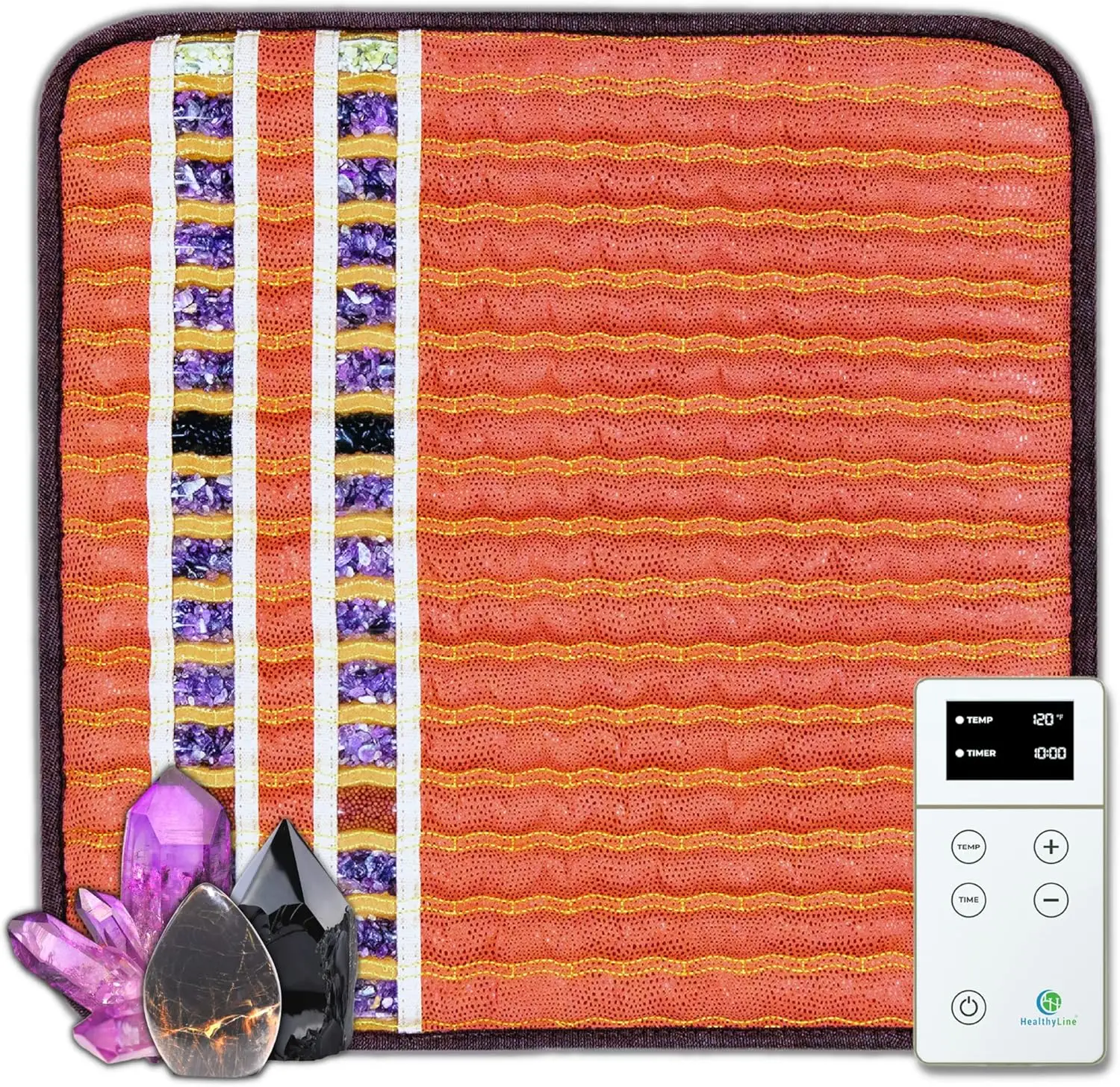 Healthyline Small Far Infrared Electric Heating Pad For Pain Relief, Heat Therapy With Tourmaline, Amethyst & Obsidian