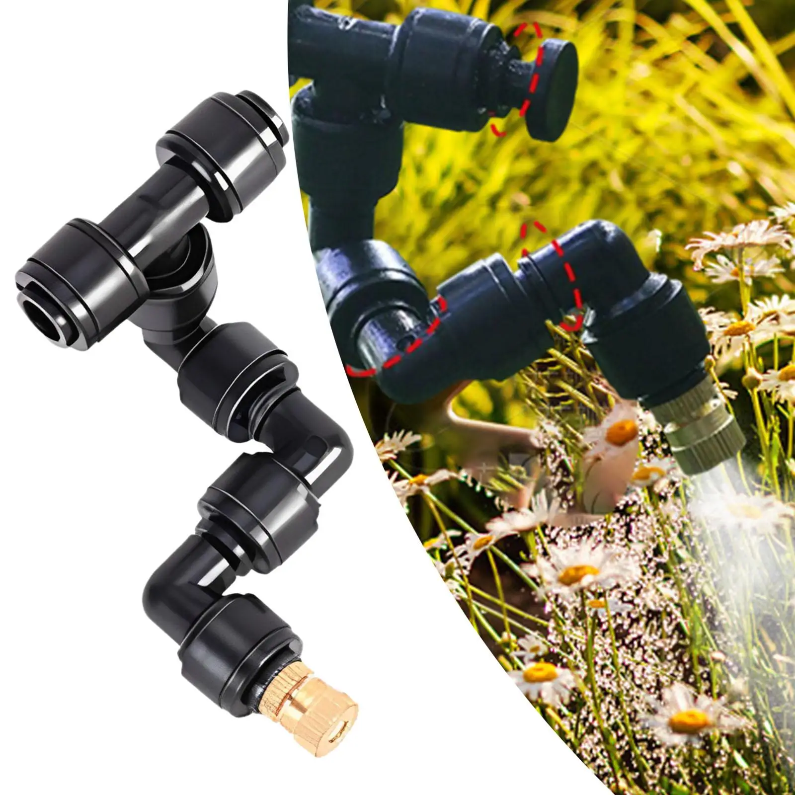 Reptiles Mist Cooling System Nozzle Single Head Sprinkler Nozzle for Terrarium Tanks Multifunctional Black Sturdy Lightweight