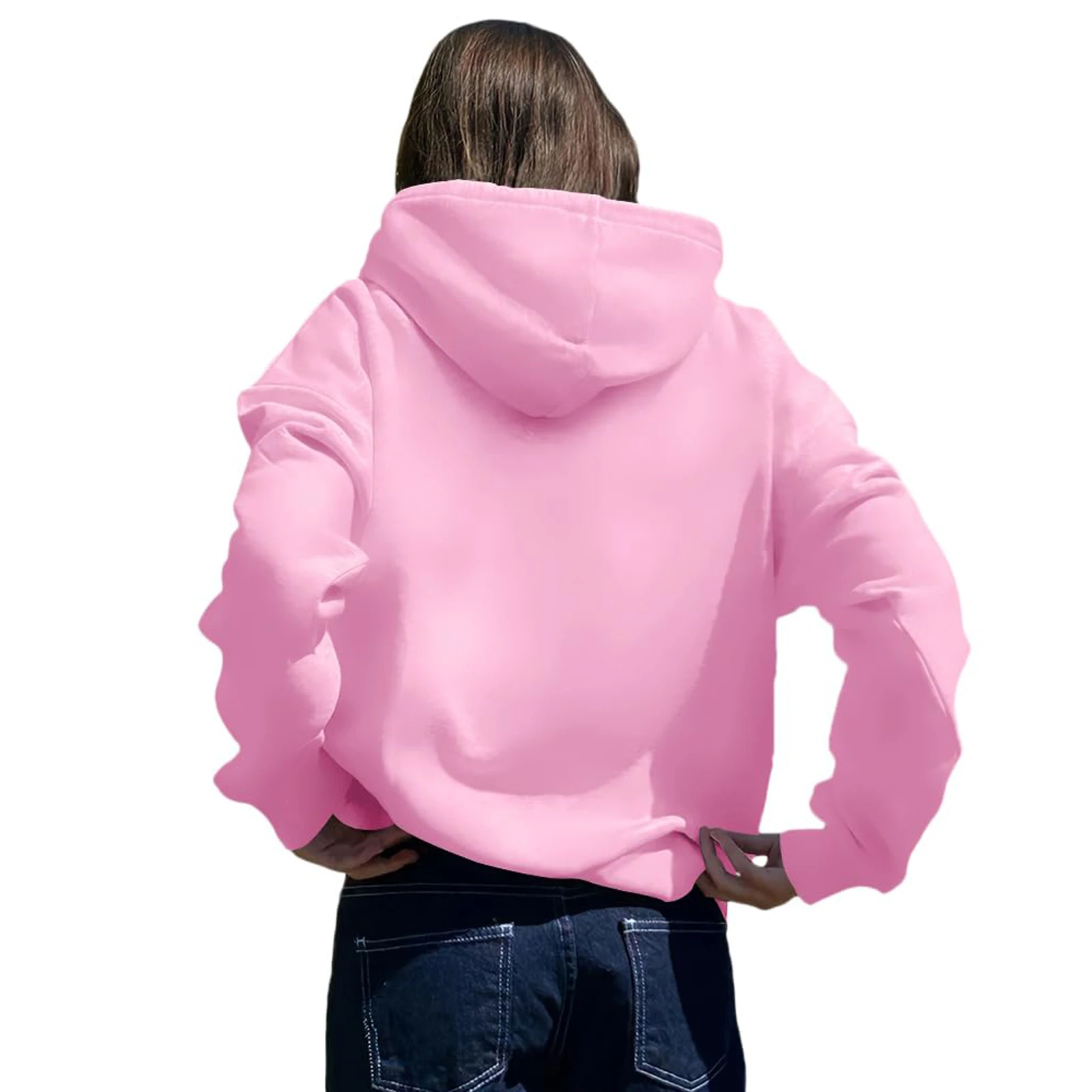 Tops para mujer, moda informal, manga larga, cuello redondo, Sudadera con capucha, Jersey, Top con bolsillos, sudaderas con capucha, ropa de invierno para mujer