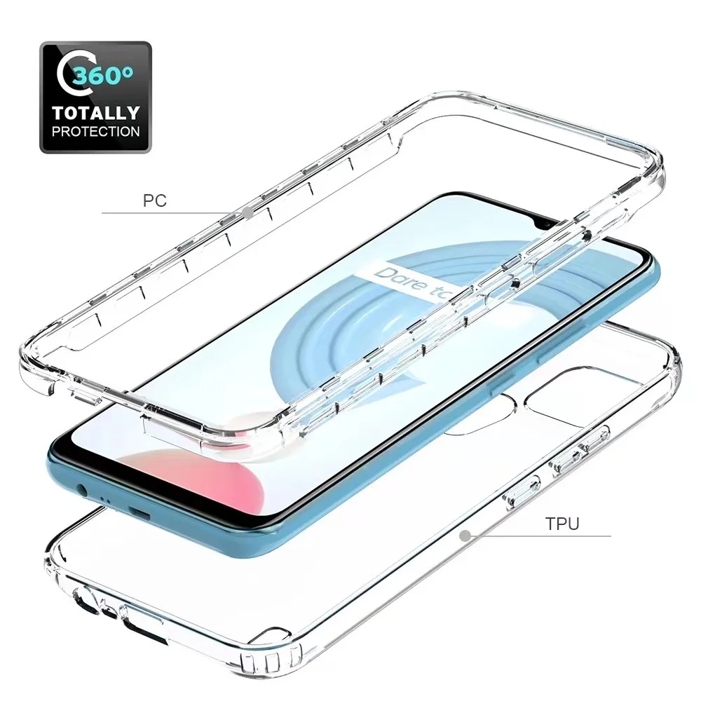 2 ni 1 360 Highly Transparent Gradient Color Case Xiaomi Redmi 10C 10A  9C Note 10 10s 11 Pro Plus 5G  10 2022 K40 Poco F3 Case